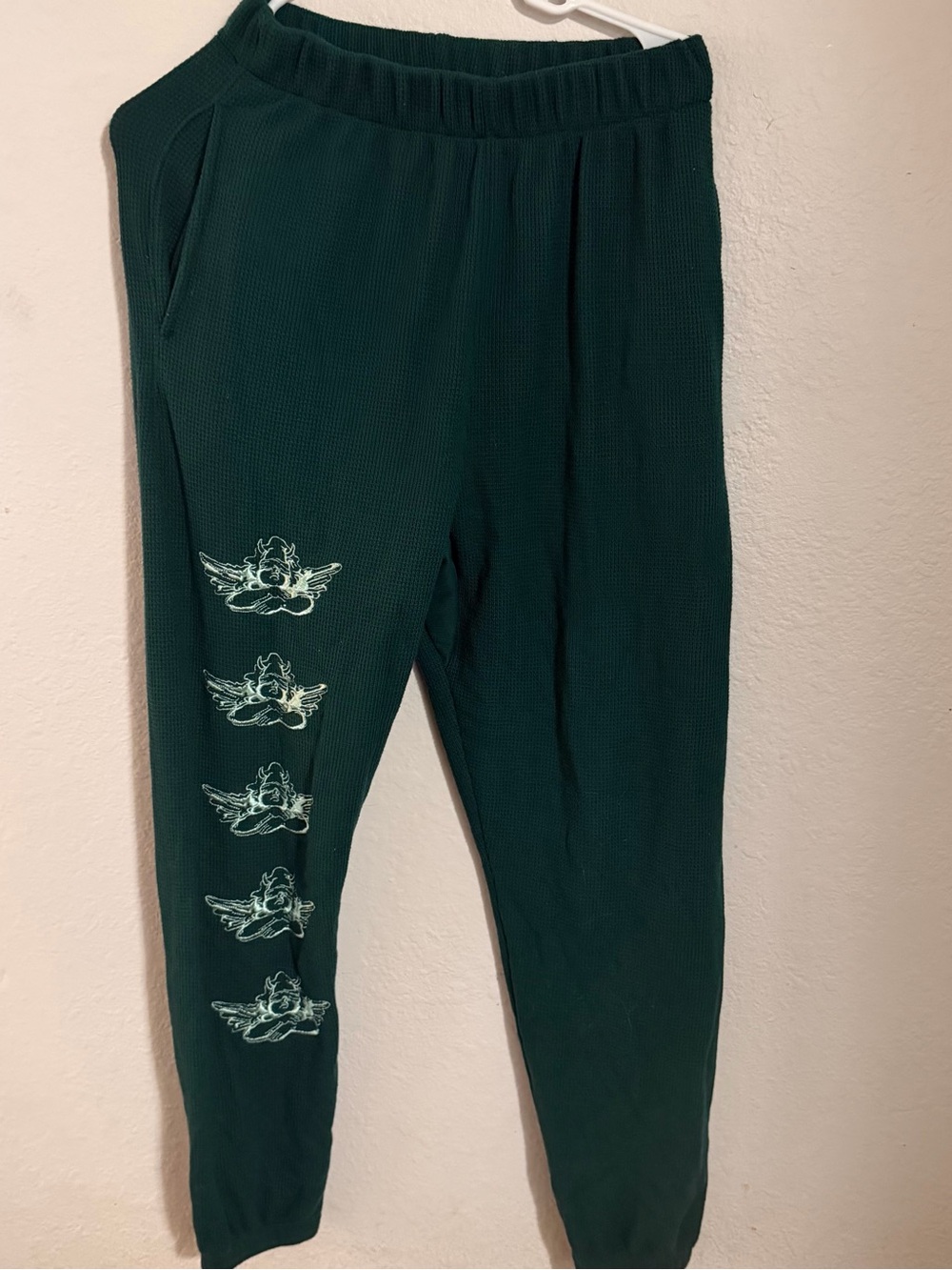 Boys Lie Green Knit Joggers with Angel Graphics